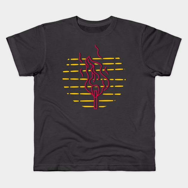 matchstick on fire Kids T-Shirt by bloomroge